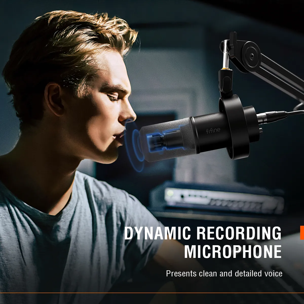 FIFINE XLR/USB Dynamic Microphone for Podcast Recording, PC