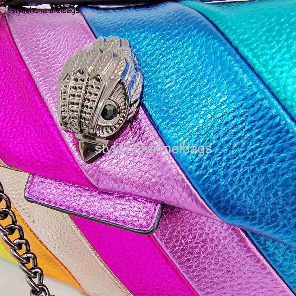 Kvällspåsar Eagle Head Kurt Geiger Bag Rainbow Women Handväska Joining Colorful Cross Body Bag Patchwork Clutch 0228 232759