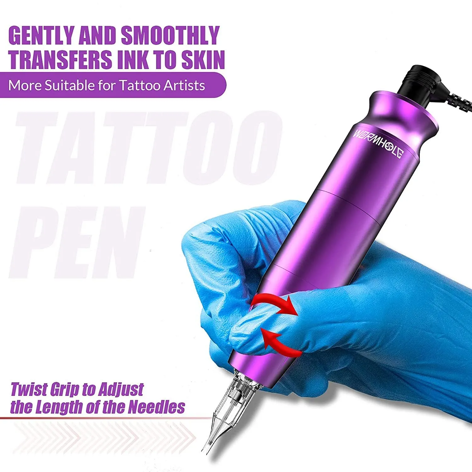 Complete Tattoo Pen Machine Kit for Beginners 40 Needle Cartridges