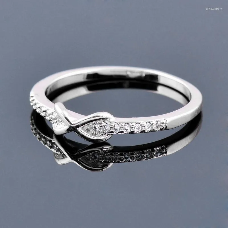 Pierścionki ślubne Leeker Korean Style Crystal Infinity for Women Rose Gold Srebrne Kolor Akcesoria Biżuterii na palcu 456 LK6