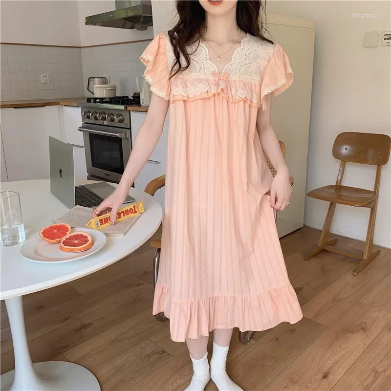 Casual Dresses 2023 Korean Sweet Lace Princess Embroidery Cotton Loose And Comfortable Dress