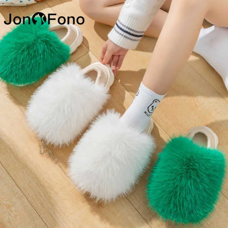 JonoFono 2023 Womens Plush Fur Fluffy Slipperss Ins Warm Couple Slipper ...