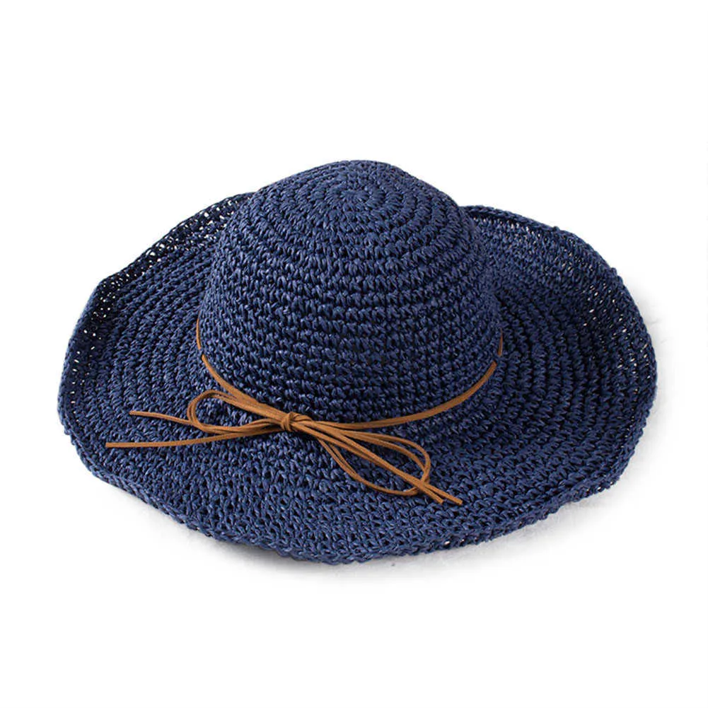 قبعات واسعة الحافة نساء قبعة شمسية يدويًا قابلة للطي قبعة شاطئية غير قابلة للتنفس للصيف G230227