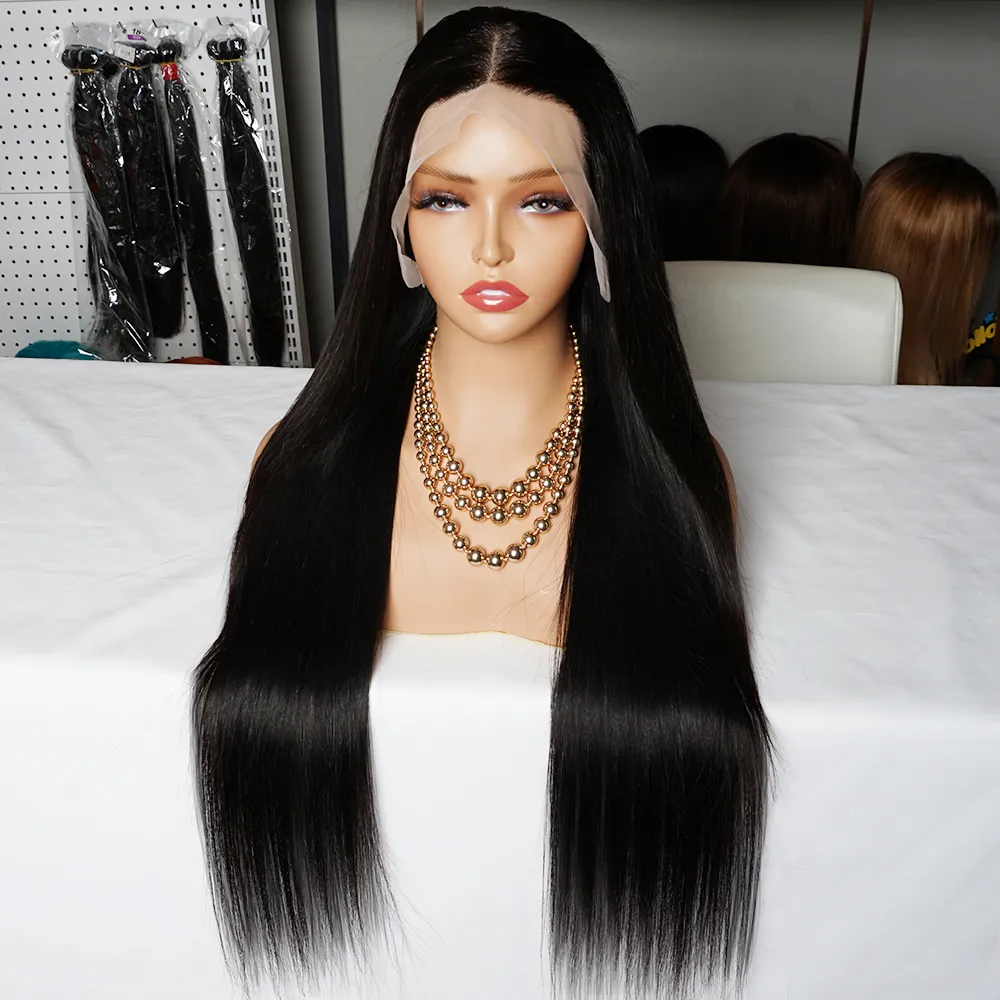 Straight 13x4 Lace Front Wigs Human Hair for Black Women, 150% Density Brazilian Virgin Human Hair Lace Closure Wigs with Baby Hair Pre Plucked Natural Color