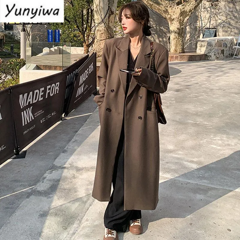 Trench Coats Feminino Blazers Feminino Minimalista Pure All-match Design Solto Daily Notched Senhoras Office Streetment Temperament Casual