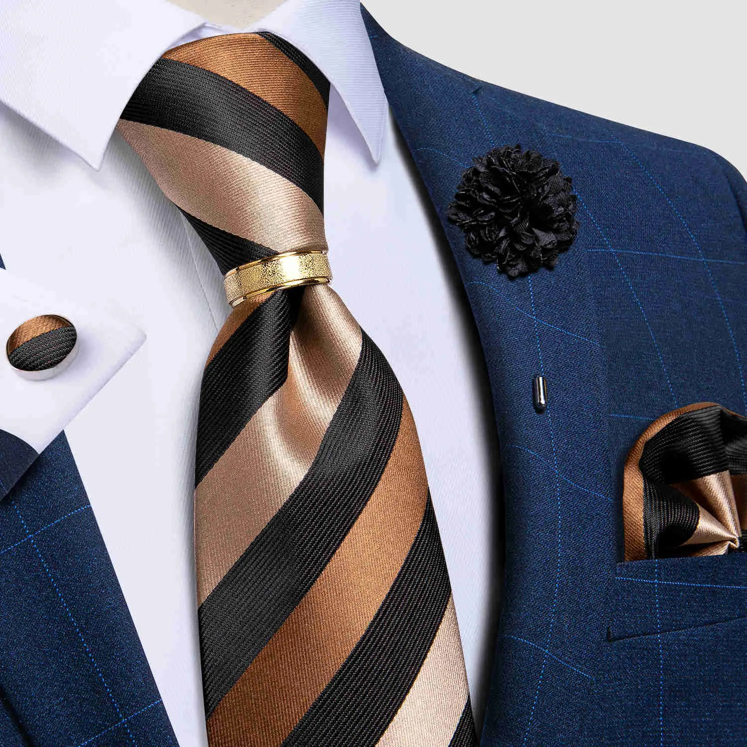 Neckband klassiska brunt svarta randiga mäns nackbindningar brosche st 8cm bredd mäns slipsar bröllop tillbehör gravata gåva för män dibangu j230227