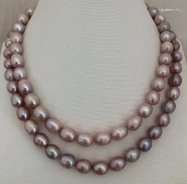 Kedjor Elegant 11-12mm South Sea Lavender Baroque Pearl Necklace 38 tum 925S