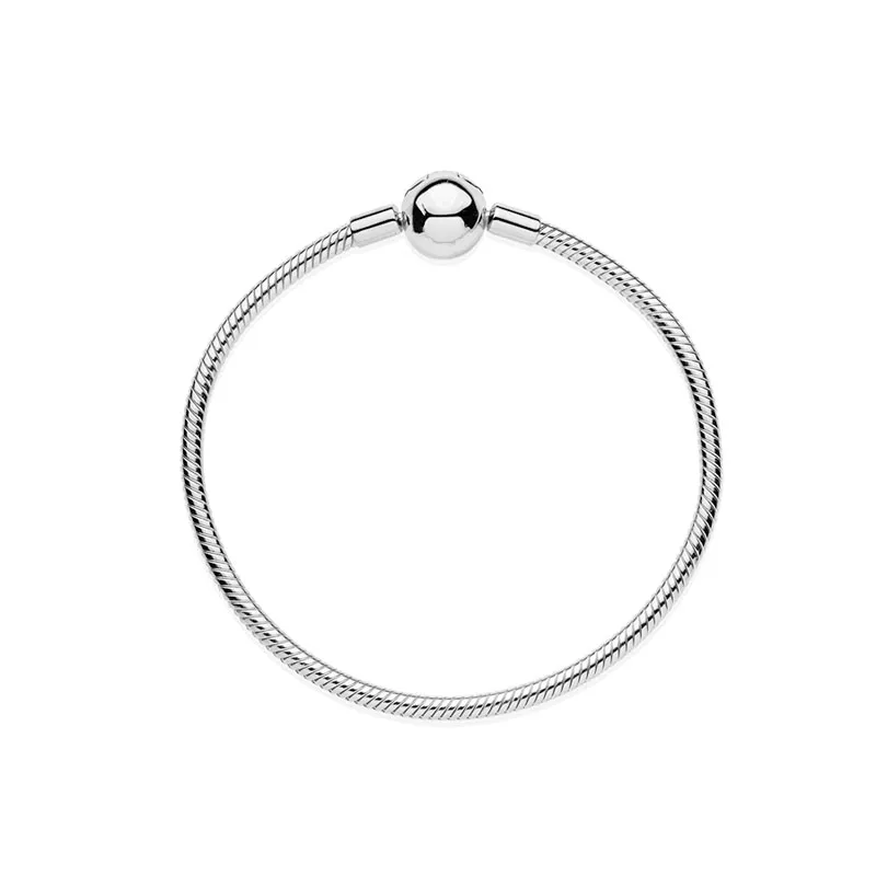 Sferyczne zapięcie łańcucha węża Bransoletka do pandora prawdziwa srebrna biżuteria na przyjęcie weselne dla kobiet projektant prezentów bransoletki z oryginalnym pudełkiem