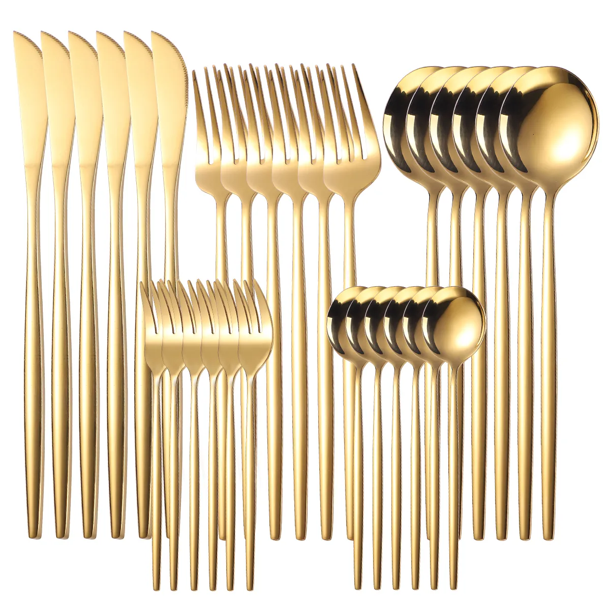 Ensembles de vaisselle 30pcs or couteau à steak en acier inoxydable fourchette cuillère à café cuillère à café couverts lave-vaisselle vaisselle de cuisine 230228