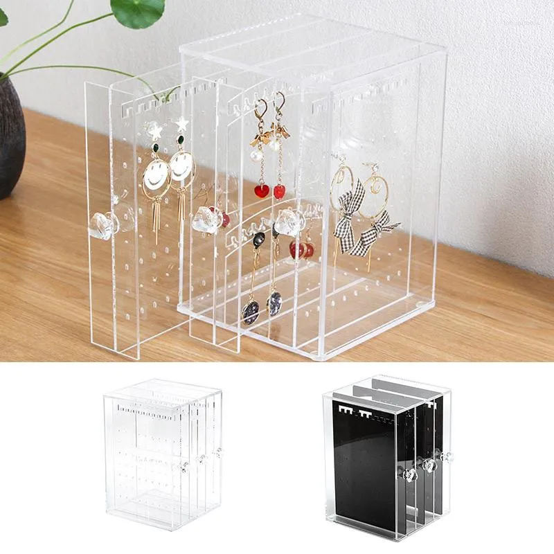 Jewelry Pouches Acrylic Earrings Display Stand Shelf Storage Box Rack Holder Case J55