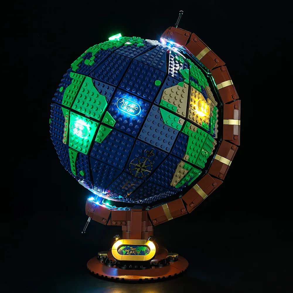 Earth Globe with Light Building Blocks Bricks MOC 95335 2585pcs 21332 Barn Earth Model Assemble Ideas Children Creative Christmas Education Toys Birthday Presents