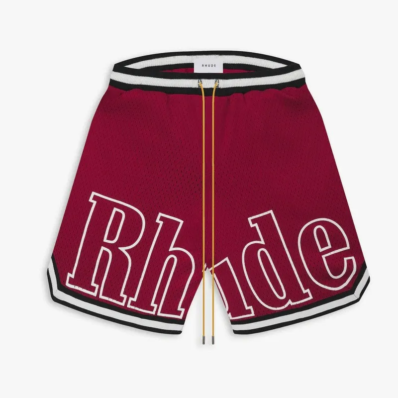 Designer Herren schwimmen Rhude Shorts Beachhosen Designer Shorts Rhude Herren Kapsel Sommer Strandhosen Mesh Material Atmungsaktives Schweiß locker Fitness Basketbal