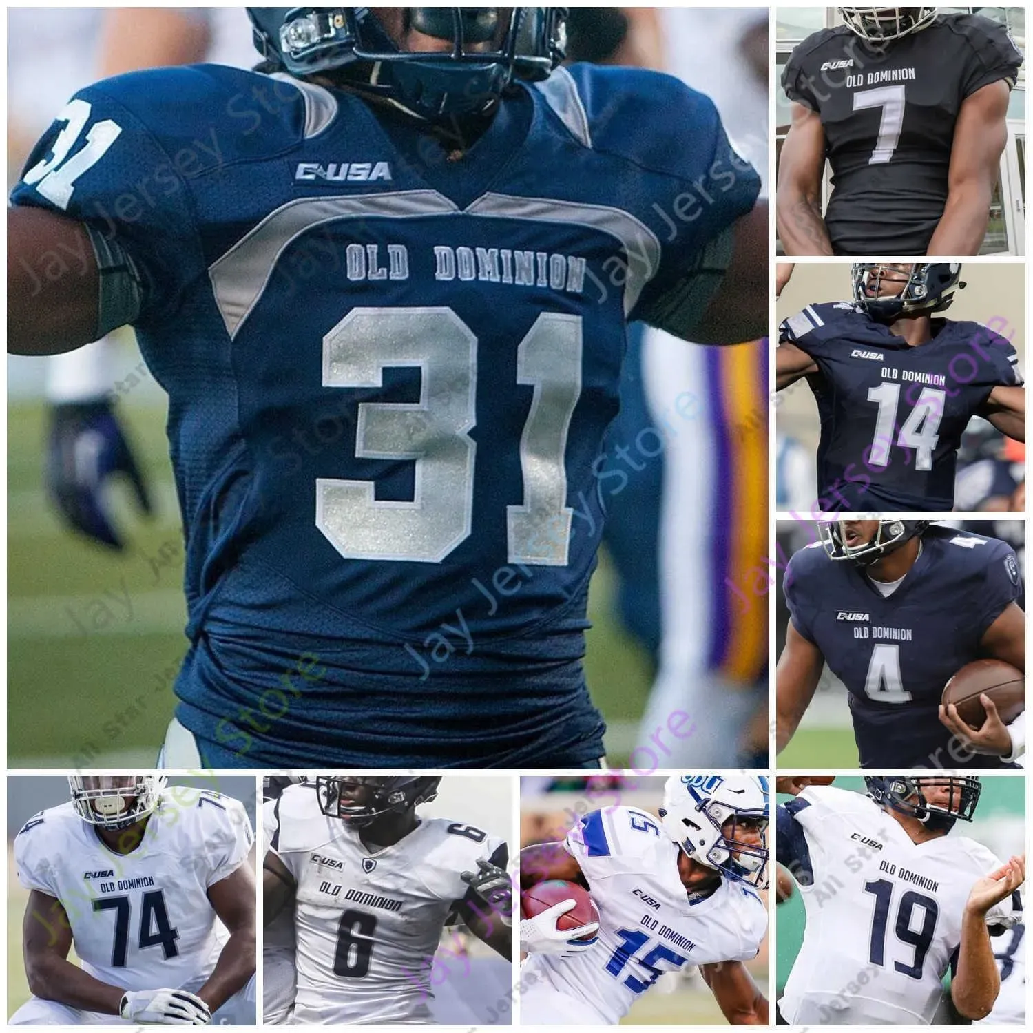 NOUVEAU Maillots de football Maillots de football Old Dominion ODU Monarchs Maillot de football NCAA College Stone Smartt Hayden Wolff Messie deWeaver Strong Lala Davis Moore F