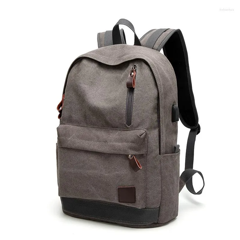 Backpack Augur Men Canvas Bags College Student Book School Bag Laptop de moda de grande capacidade 03