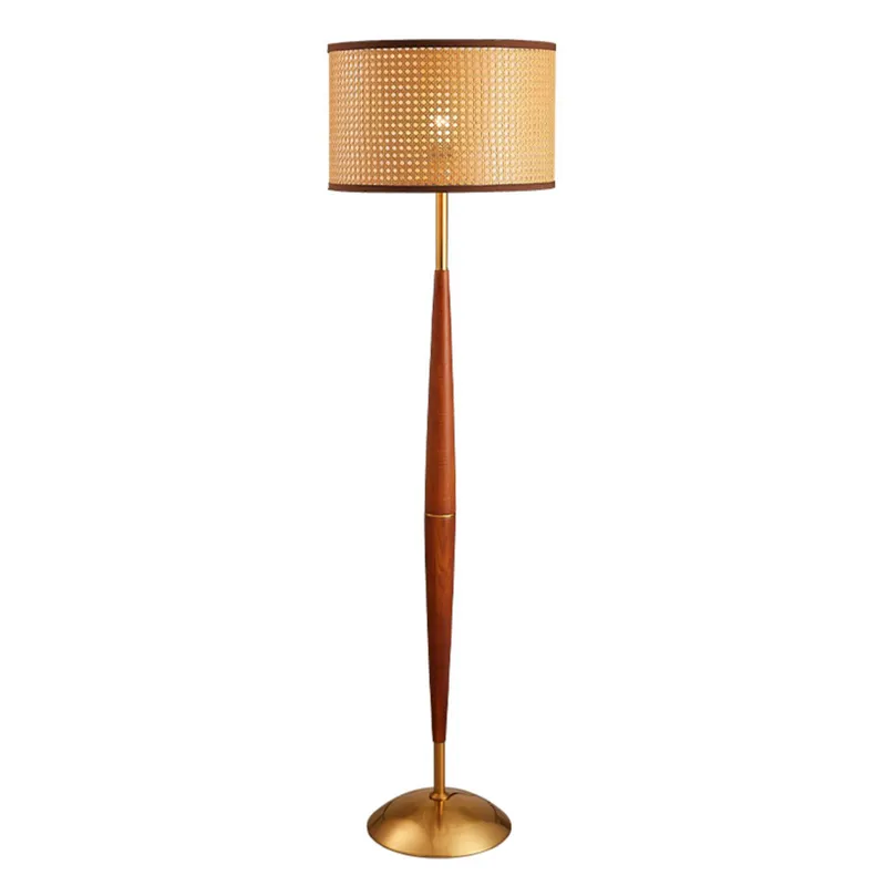 Dreibeinige Steh-Stehlampe aus Holz, japanische Vintage-Luxus-Rattan-Schirm-Stehleuchte, 40 cm breit, 148 cm hoch, für Hotel, Zuhause, Wohnzimmer, Schlafzimmer, Arbeitszimmer, Dekoration