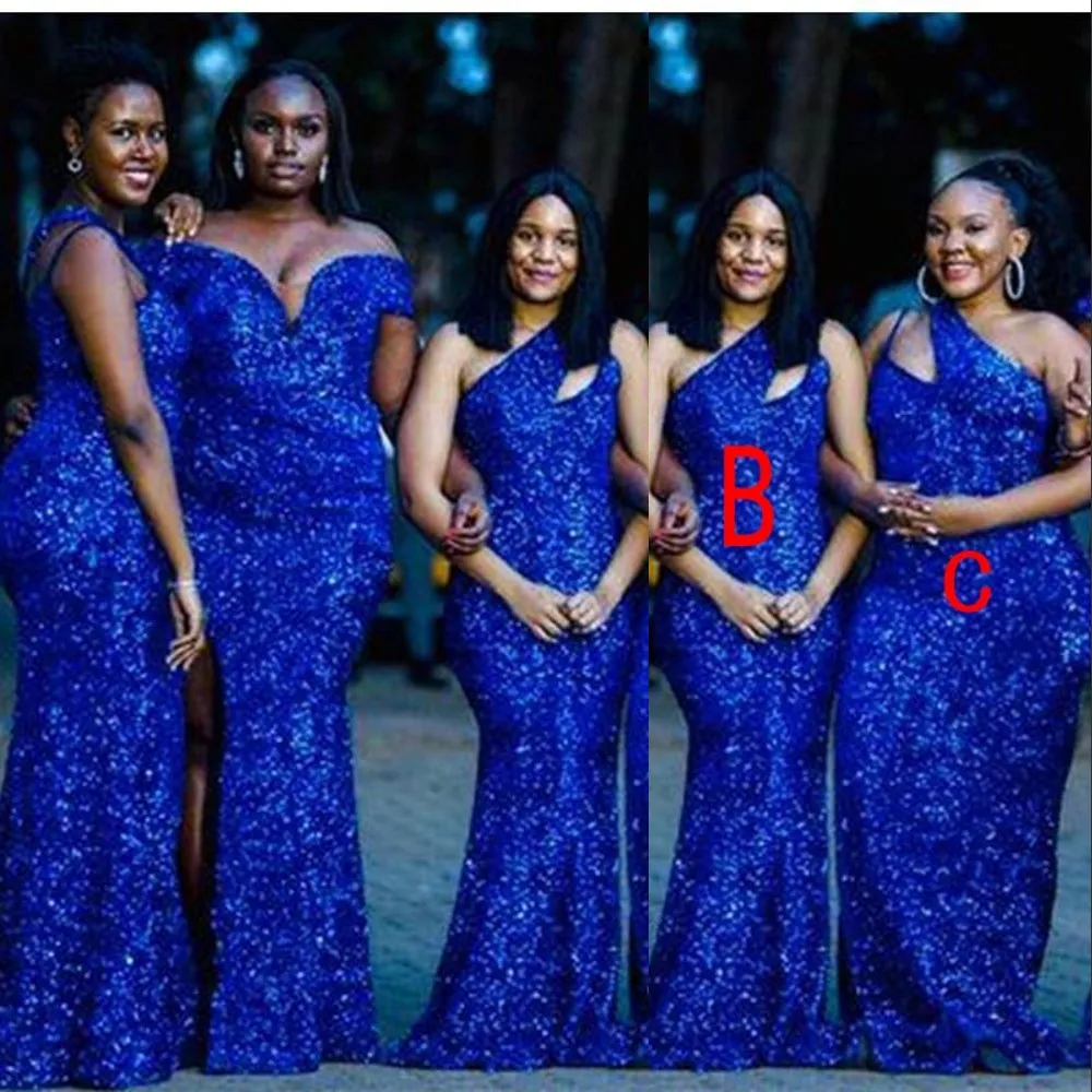 Royal Blue Sequin Mermaid Royal Blue Bridesmaid Dresses 2023 Collection Floor Length One Shoulder Customizable Plus Size Perfect For Country Beach Wedding Party Wear From Crystalbridal888 72.18 DHgate...