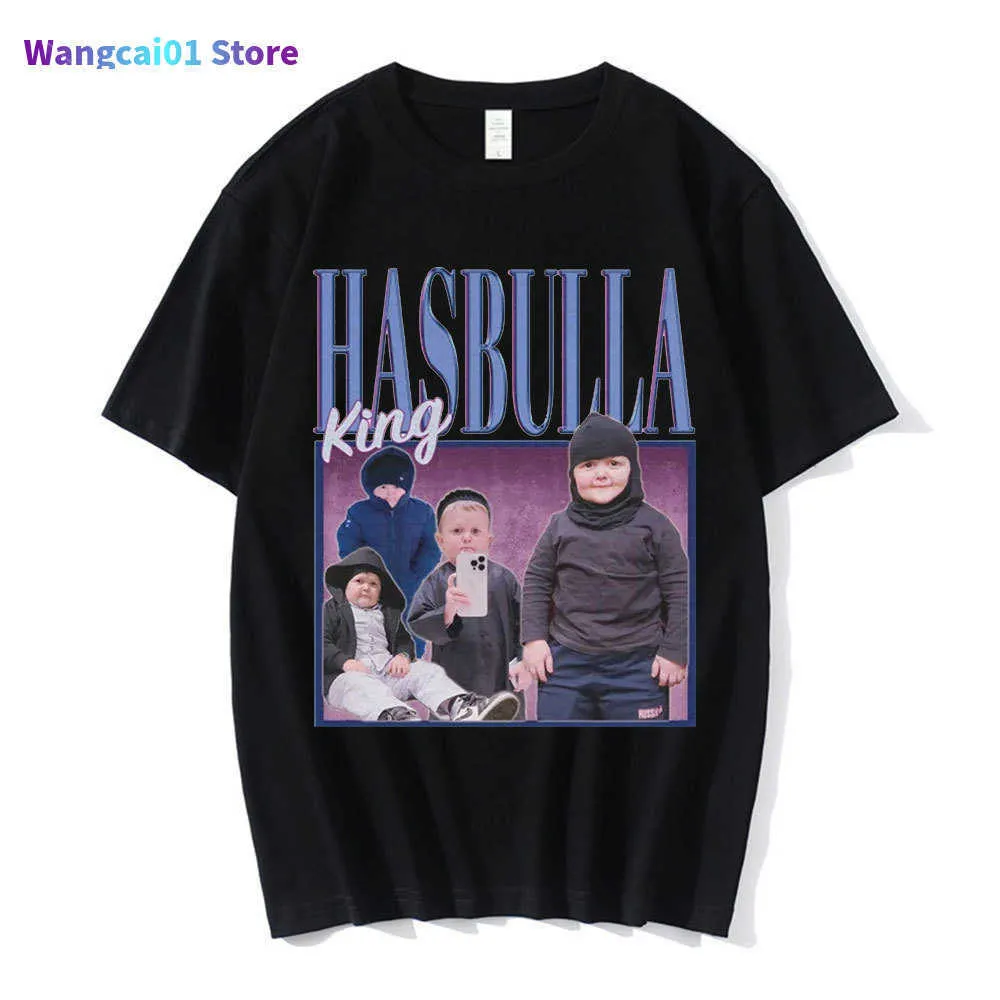 T-shirt da uomo Hasbulla Fighting Me T Shirt Uomo Donna Mini Khabib Blogger T-Shirt Girocollo di alta qualità T-shirt oversize in puro cotone Top Uomo 0228H23