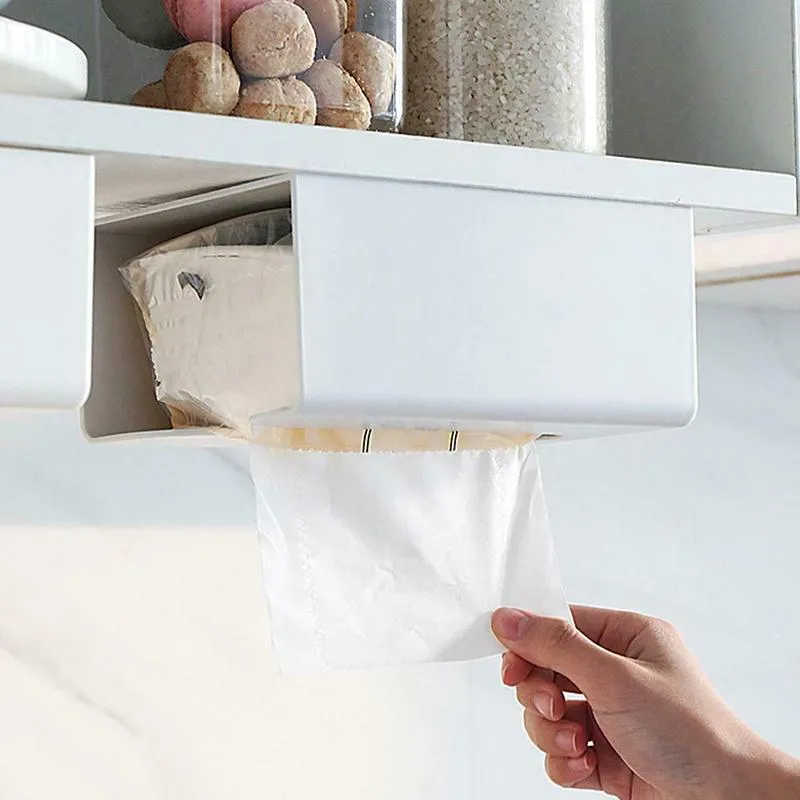 Toalettpappershållare Hemtillbehör Kök Tissue Box Holder Portable Wall Mounted Storage Organizer Case