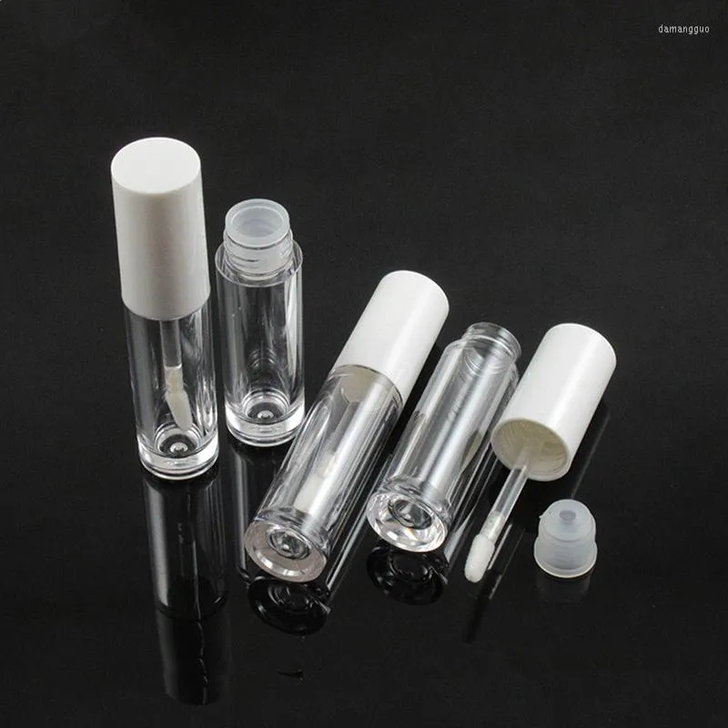 Storage Bottles 100pcs 5ml Transparent Lipgloss Packing Containers White Cap Lip Gloss Glaze Clear Wand Tubes Makeup Eyeliner Refillable