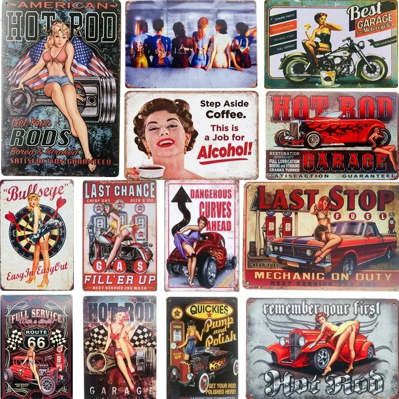 Motorrad Metall Blechschilder Poster Sexy Lady Plakette Retro Vintage Metall Blechschild Garage Auto Reparatur Motor Girl Club Männerhöhle Wanddekoration Garage Dekor Größe 30X20 w01