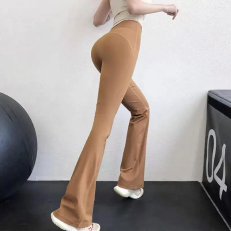 Pantalon actif taille haute hanche ascenseur femmes sport évasé nu tissu élastique Fitness Yoga Legging entraînement porter formation pantalons de gymnastique