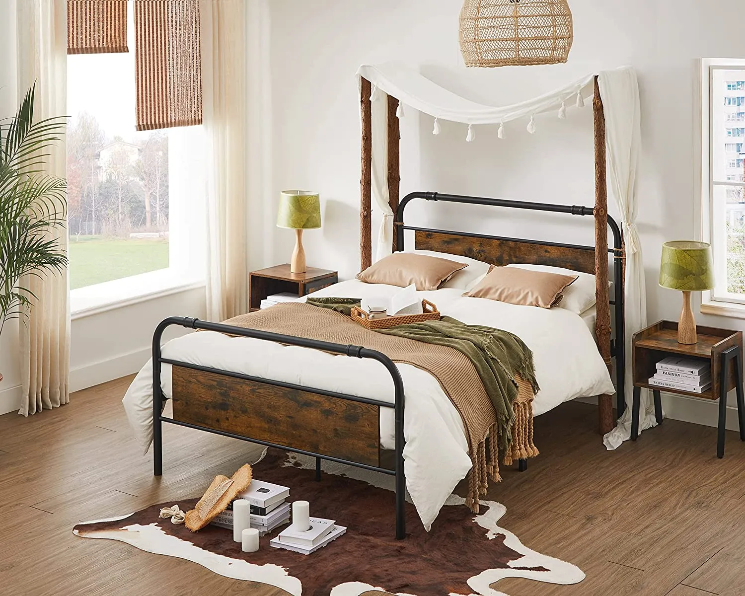 Full Size Metal Bed Frame With Headboard Footboard No Box Spring
