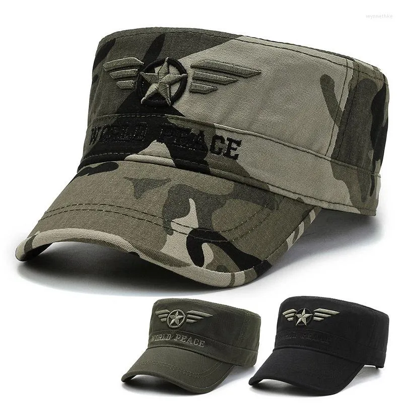 Berets Unisex Army Hats Cadet Caps Militärhut Verstellbarer flacher Top bestickter Baseballkappe