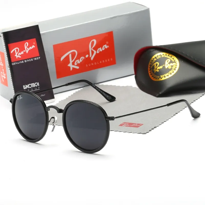 Мужчины Rao Baa Classic Retro Women Sunglasses Дизайнер Дизайнерские очки металлические рамки дизайнеры солнечные очки женщина ML 3448 с коробкой Cool