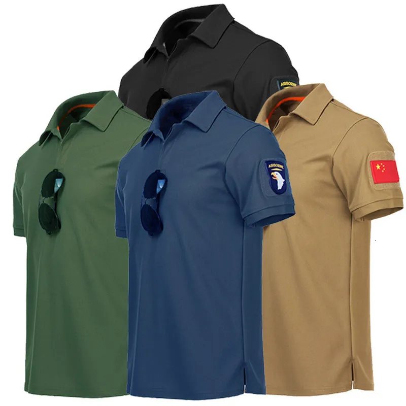 Polos pour hommes Polos à séchage rapide Hommes Sports d'été En plein air Tactique Polos à manches courtes Chemise Casual Respirant Col rabattu Tee Tops 230228