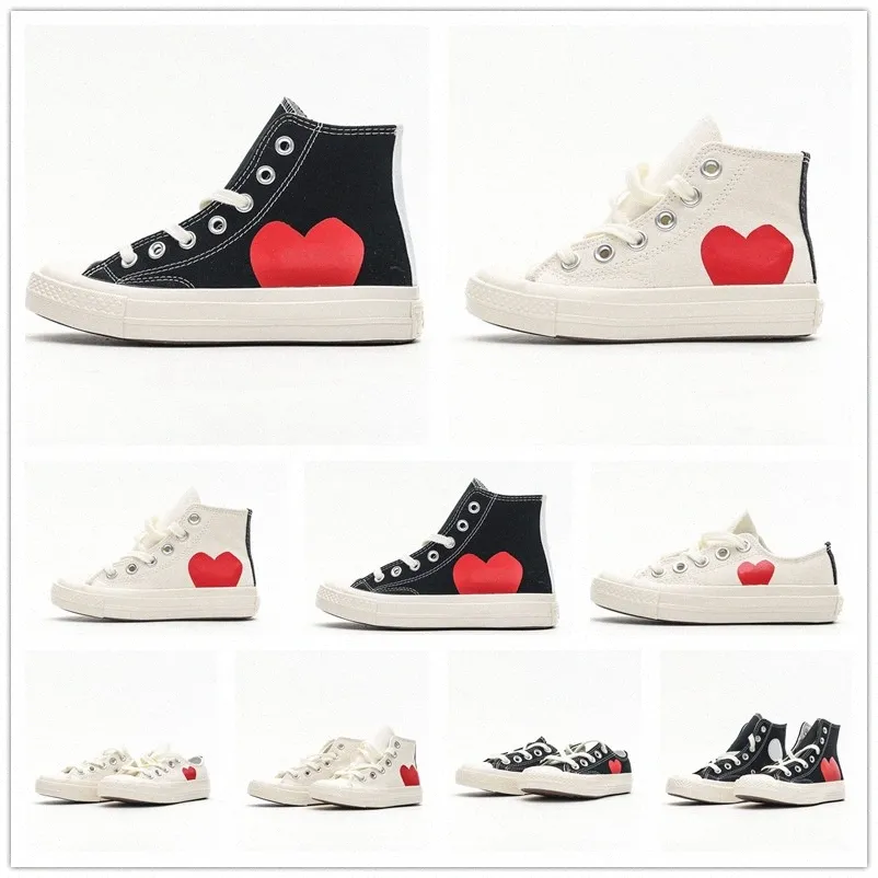 enfants occasionnels classiques 1970 chaussures de toile star Sneaker mandrin 70 mandrins des années 1970 Enfants bébé tout-petits nourrissons Grands yeux plate-forme en forme de coeur rouge Nom conjoint T1A6 #