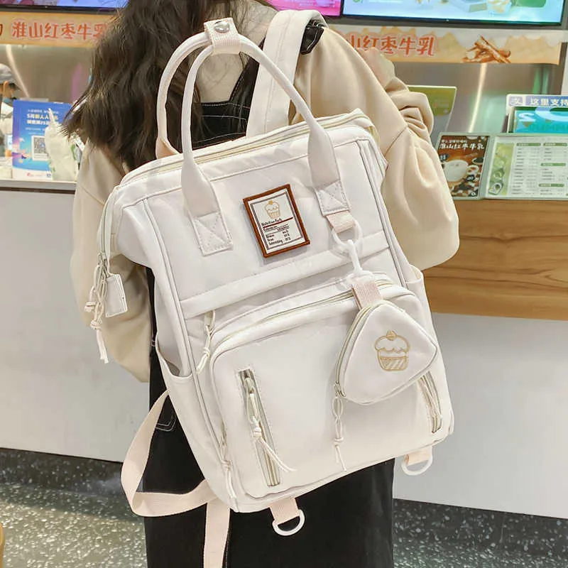 JustCCino Çift Zipper Çok Fonksiyonlu Kadınlar Sırt Çantası Okul Çantaları Genç Kızlar Öğrenci Omuz Çantası Dizüstü Bilgisayar Sevimli Mochila 230223