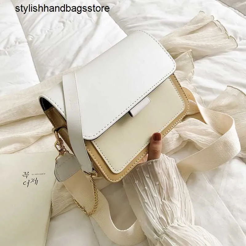 Contrast color Leather Crossbody Bags For Women 2020 Travel Handbag Fashion Simple Shoulder Messenger Ladies Cross Body Bag Q1106