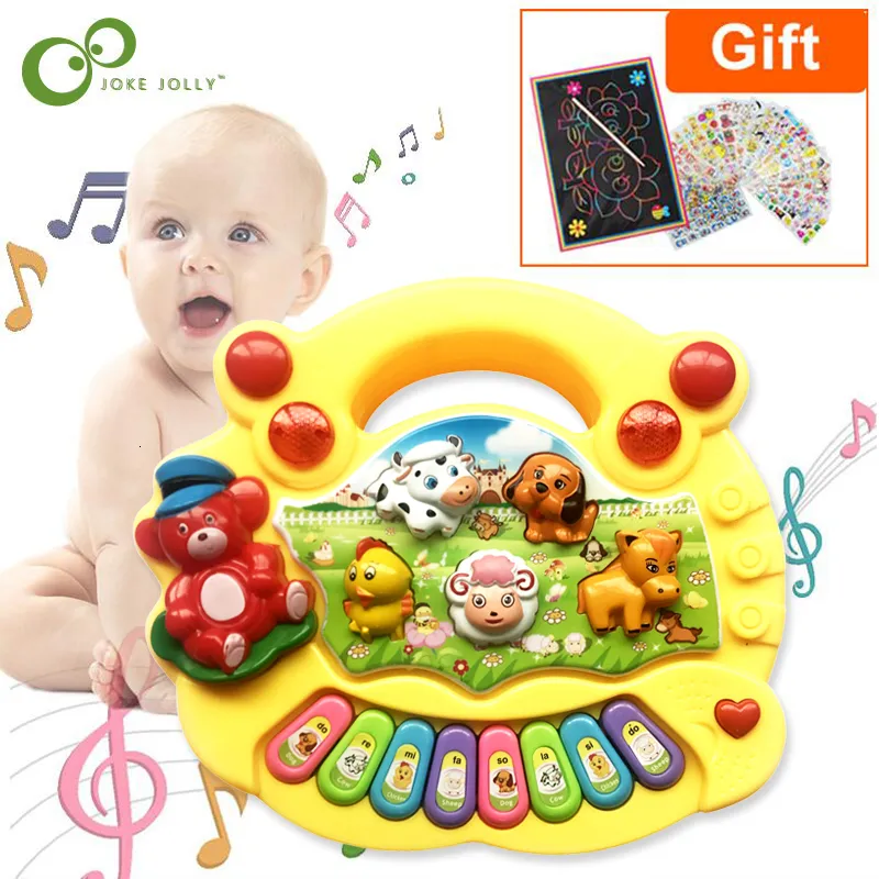 Drums Percussion Musical Instrument Toy Baby Kids Animal Farm Piano Desenvolvimento Música Toys Educacional Para Crianças Presente de Natal Gyh 230227