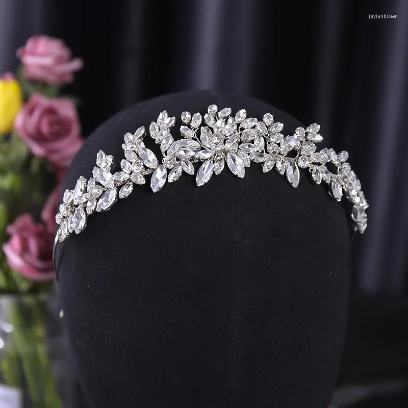 Coiffes mariage mariée bandeau à la main strass cristal fleur bandeau diadème pour femmes cheveux accessoires bijoux
