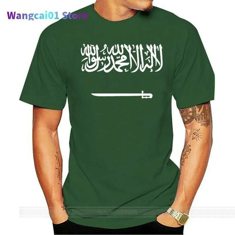 Heren T-shirts Summer Fit Slim Men T-shirts 100% Saoedi-Arabië DIY Gratis aangepaste naam nummer Natie vlag Sa Arabisch Arabisch gedrukt T-shirt 0301H23