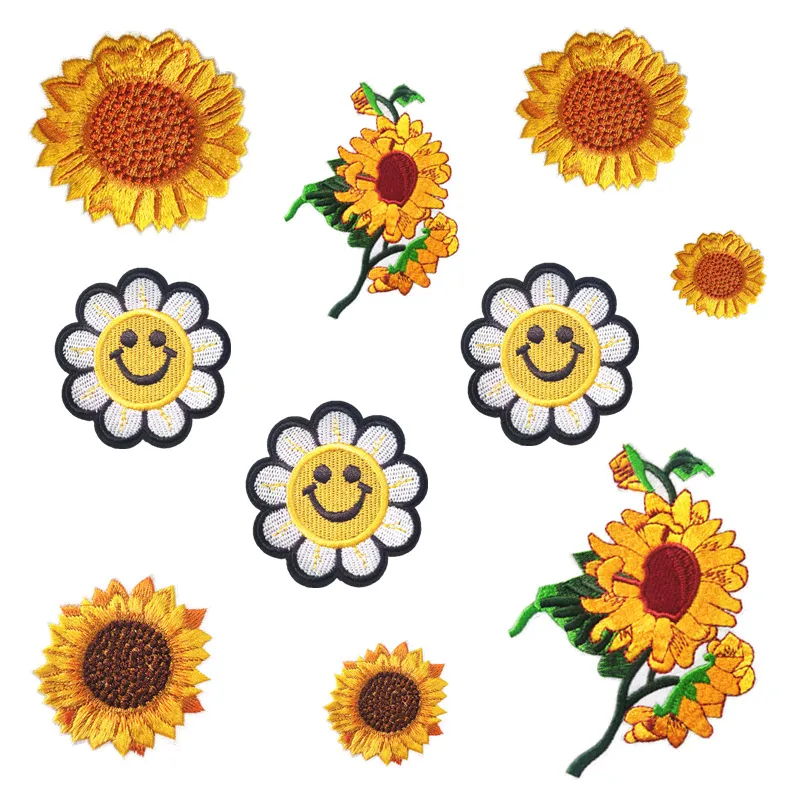 Geborduurd ijzer op patches naaien noties delicate zonnebloemen patch naa-appliques voor kleding t-shirt hoeden jeans diy accessoires