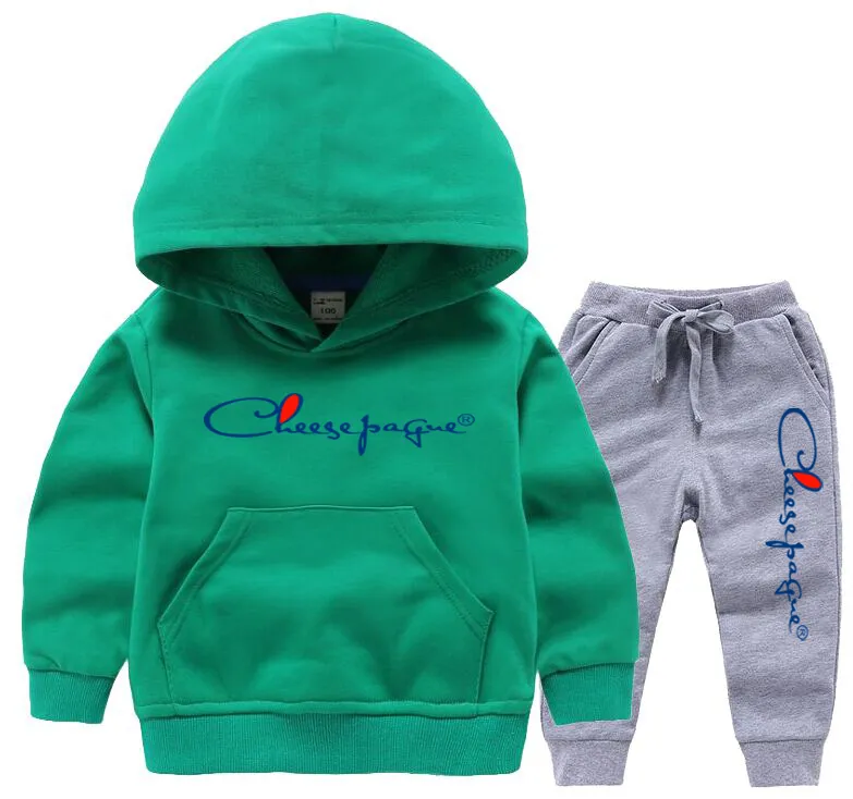 Barnkläder sätter Baby Boys Girls Brand Print Hoodies Set Casual New Style Loose Sweatpants Spring Tops Set Children's Tracksuits