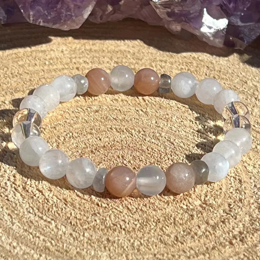 Strands MG1775 8 мм Sunstone Moonstone Clear Quartz Labradorite Women Bracelet