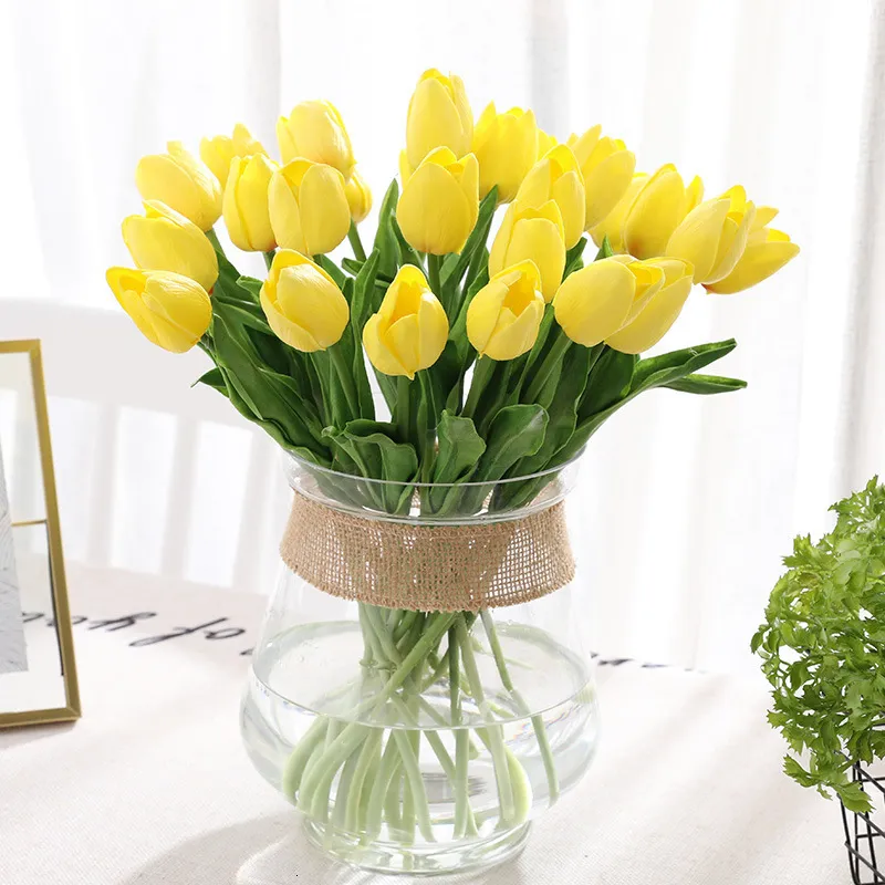 Dekorative Blumen Kränze 31 Teile/los Tulpen Künstliche PU Calla Fake Real Touch für Hochzeit Dekoration Home Party Gefälligkeiten 230227