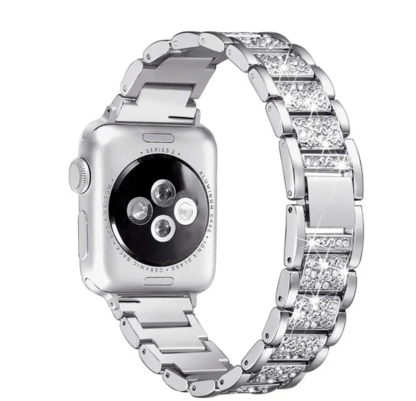 Роскошные часы для Apple Watch Band 49/45/44/42 мм 41/40/38 мм аксессуары подходят для браслета металлическая из нержавеющая сталь Женская бриллиантовая полоса