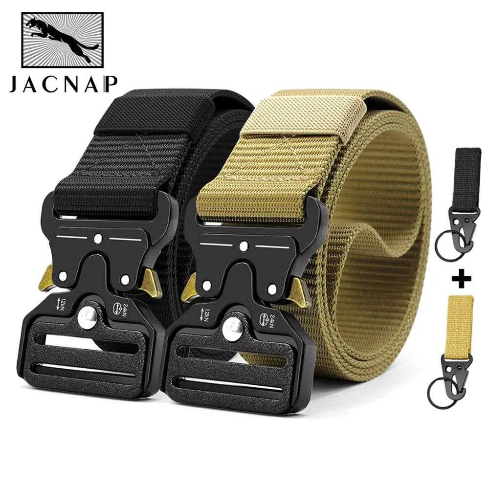 Ceintures JACNAIP hommes tactiques militaires ceintures robuste armée réglable en Nylon ceinture extérieure Police métal boucle ceinture 125135CMWide 38 Z0228