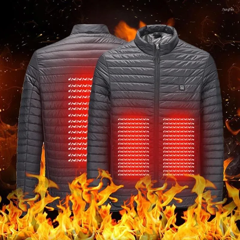メンズダウン電気暖房ジャケット冬の温かいUSB加熱ジャケット屋外綿サーマル衣類ルーズプラスサイズコート