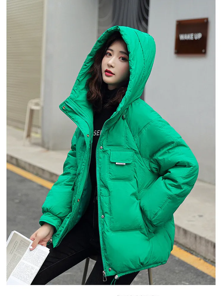 Misturas de lã feminina Parkas de mistura de lã feminina 2023 jaqueta de inverno casual grosso quente casaco com capuz roupas femininas outwear jaqueta bomber solta para meninas 230227