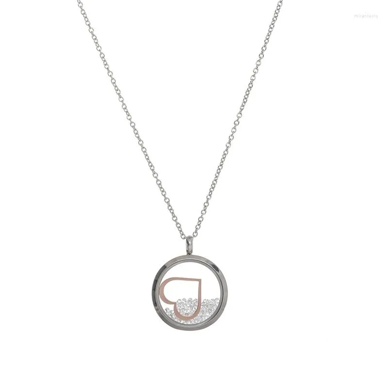 Colliers pendants Vinnie Design Bijoux Set Collier en verre de 23 mm avec chaîne de liaison en acier inoxydable de 45 cm