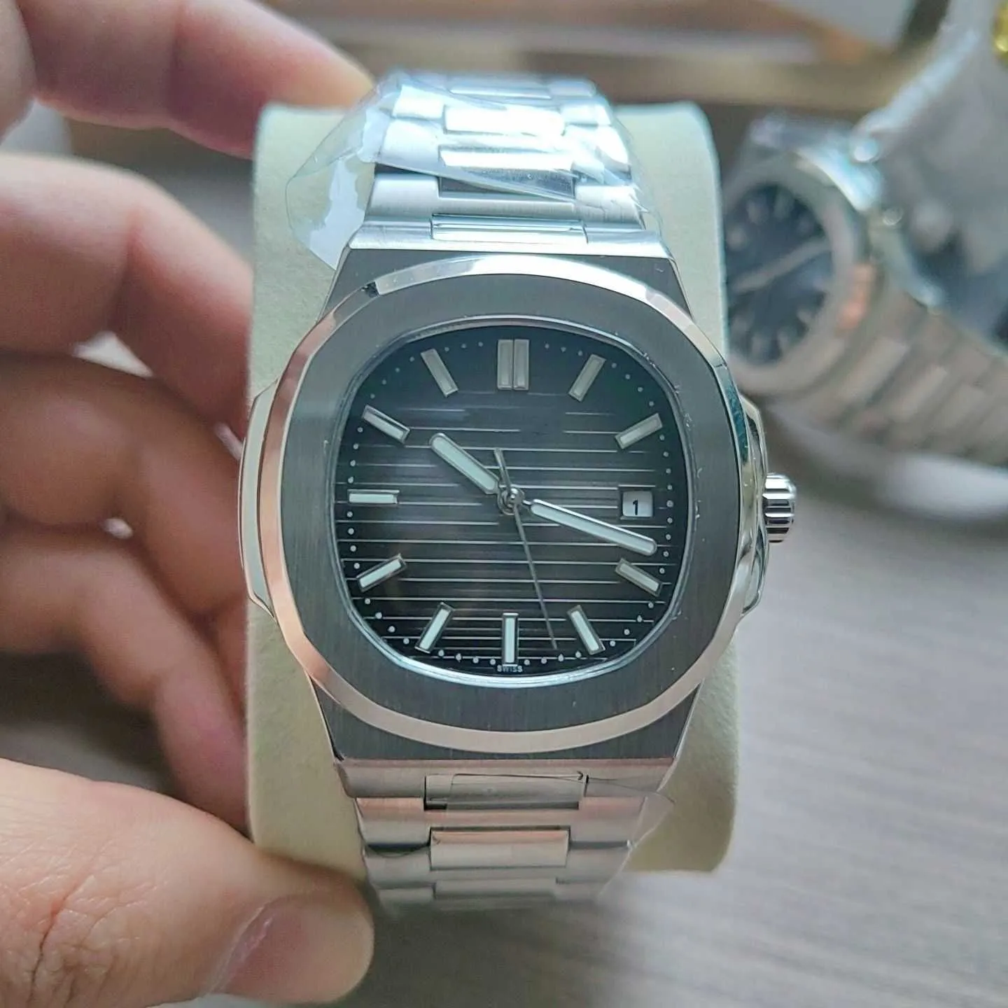 Luxe horloges 3k 40mm 3K pp5711 8.3mm SUPERCLONE PP horloge ijsblauw wit antwoord sport heren drie-pins automatisch mechanisch high-end mode T63D