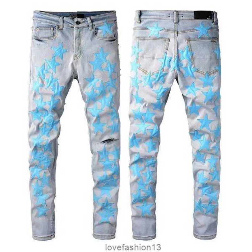 2023 calças de linho masculas calças de bordados de jeans de moda calça de calça de calça 28-40 zíper angustiado de hip hop para masculino