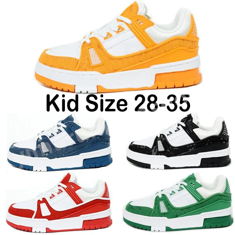 Designer de mode de luxe Virgil Chaussures décontractées pour enfants Cuir de veau Ablohs Plate-forme Sneaker Blanc Vert Rouge Bleu Lettre Oink Baskets Basses Baskets Y66