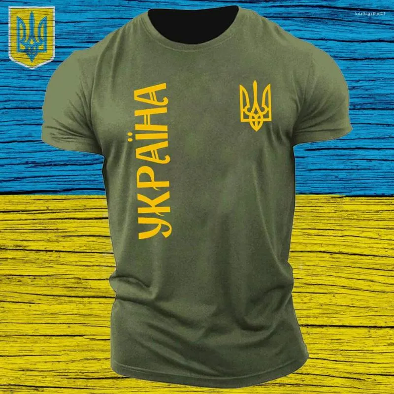 Camisetas masculinas Camisa com logotipo da Ucrânia Camiseta Ucraniana Tactical Zelensky Camiseta Harajuku Camiseta Souvenir Brasão de Armas Militar Verde do Exército