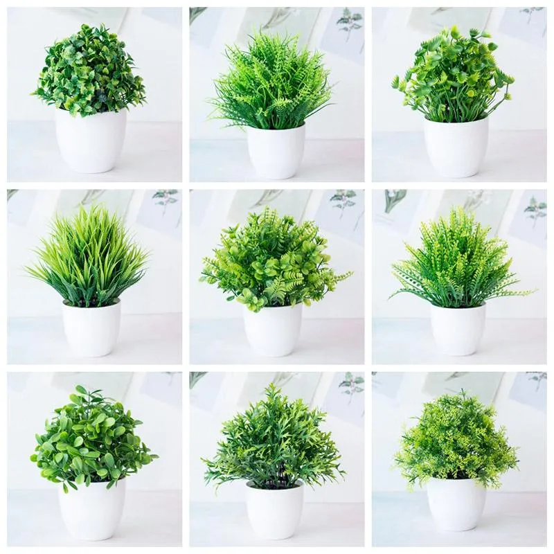Dekorativa blommor konstgjorda växter Green Bonsai Small Tree Potted Fake Home Decor Crafts 1 st
