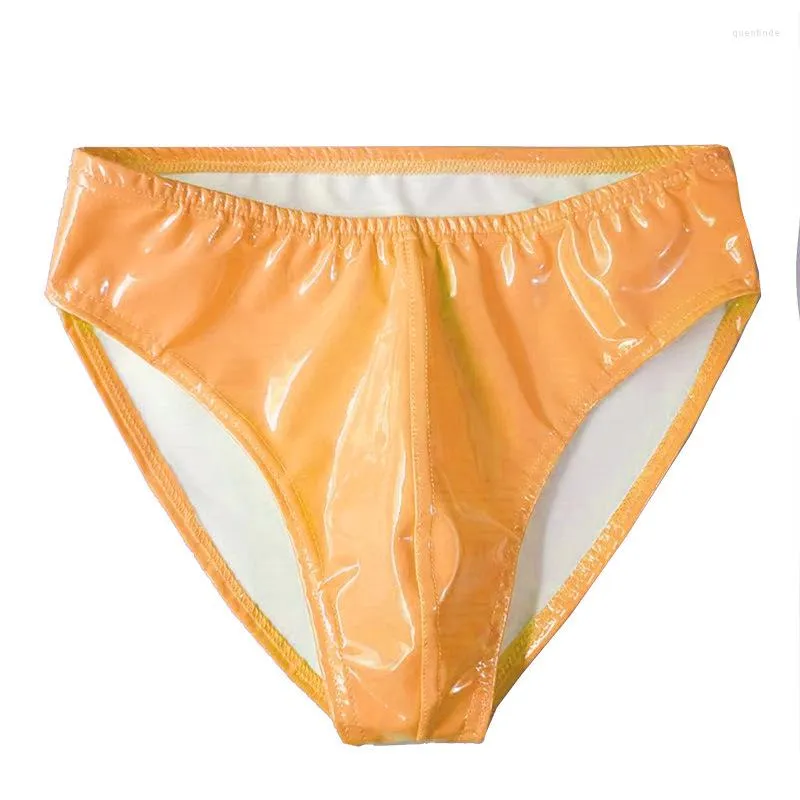 Underpants Men Sexy Latex Briefs Gay Underwear PVC Faux Leather Bikini Erotic Lingerie Thongs Sissy Panties Plus Size